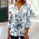 thumbnail image 1 of Fiudx Ofertas de La Semana Camiseta Estampada a La Moda para Mujer, Blusa con Mangas 3/4, Camisetas Informales con Cuello En V, 1 of 5