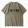 thumbnail image 6 of Towmus I'M Fine Casual Letter T-Shirt Women Funny Halloween Clothes Gift Print Graphic Tee Tops, 6 of 6
