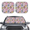 thumbnail image 2 of Xecao Cute Donuts for Foldable Car Sun Shades (2-Pack) offer sun protection with an easy-fold design for convenient windshield shading., 2 of 7