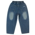thumbnail image 3 of WMQPNNS Boys Baggy Jeans for Kids Boys Cargo Pants Size 7 Teen Casual Straight Wide Leg Cargo Jeans Y2K Loose Elastic Waist Denim Pants with Pockets(Size 8-9 Years, Blue-B), 3 of 8