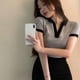 thumbnail image 5 of Camisa de manga corta para mujer,Camisa de manga corta para mujer Camisa de manga corta con cuello vuelto para mujer Camisa de manga corta Top Estética elegante, 5 of 13