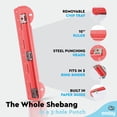 thumbnail image 4 of Enday 3 Ring Hole Punch with Plastic Ruler for 3 Ring Binder, Red 1 Pack, 4 of 7