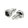 thumbnail image 2 of 1.18 ct Screw-Back Stud Earrings for Women | 5mm Round Cut Natural Onyx | 18K White Gold, 2 of 5