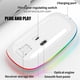 thumbnail image 3 of Ratón inalámbrico LED delgado portátil G Ratón ergonómico USB recargable RGB para PC Ratones silenciosos para ordenador portátil 800 1200 1600 DPI - Blanco Soledad Ratón inalambrico, 3 of 8