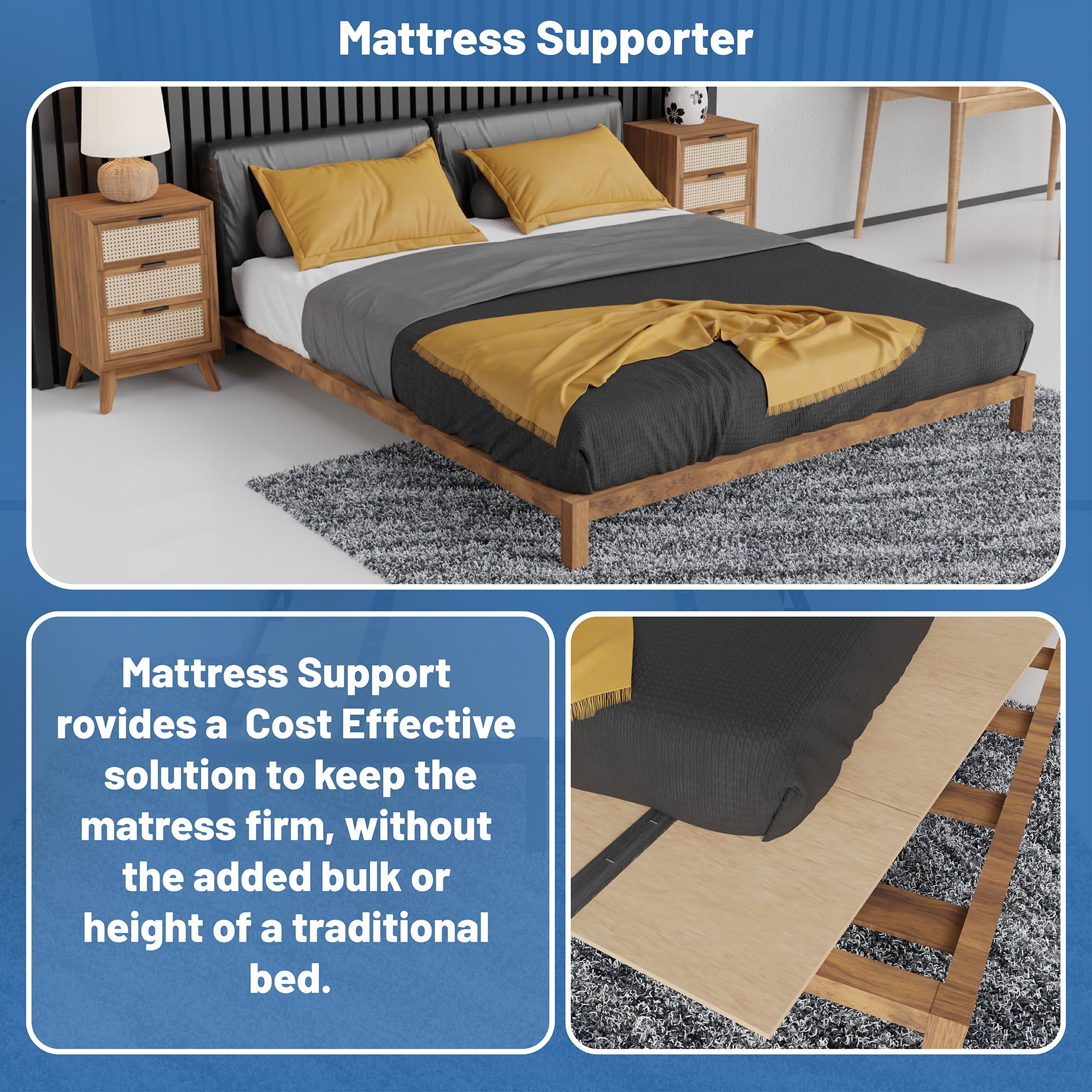 Continental Sleep, Folding Bunkie Board – Low-Profile 79″ x 58″ Mattress Support Platform for Daybeds, Bunk Beds, Futons & Metal/Wood Frames – Prevents Sagging, Easy to Install & Store.