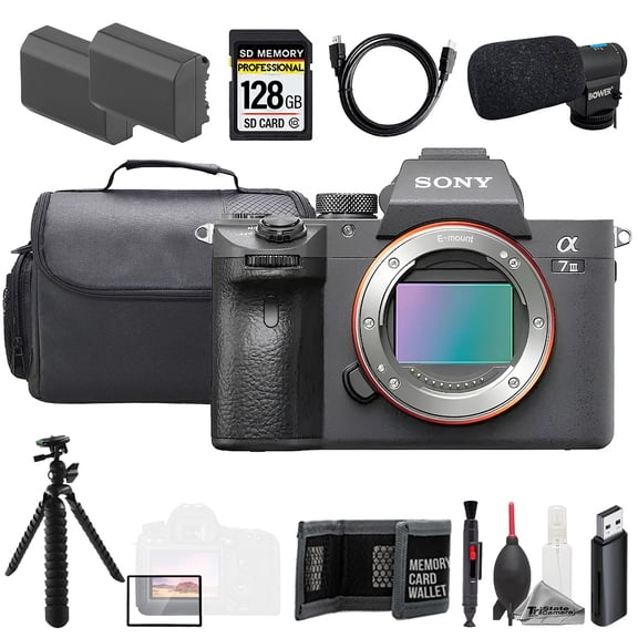 Sony Alpha a7 III (Body)   Mic   128GB   Extra Battery  Tripod- Accessory Kit (International Version)