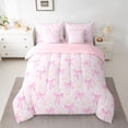 thumbnail image 2 of Feelyou Fashion Bow-tie Teens Bedding Comforter Set 7pcs, Princess Pink Queen Bedding Sets, 2 of 8