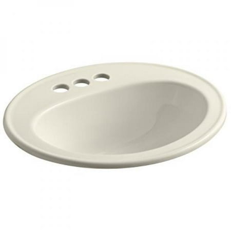 KOHLER K-2196-4-47 Pennington Self-Rimming Bathroom Sink, Almond