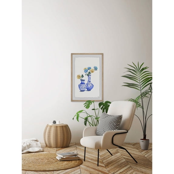 Marmont Hill Two Vases with Flowers Giclee Print Framed Wall Art