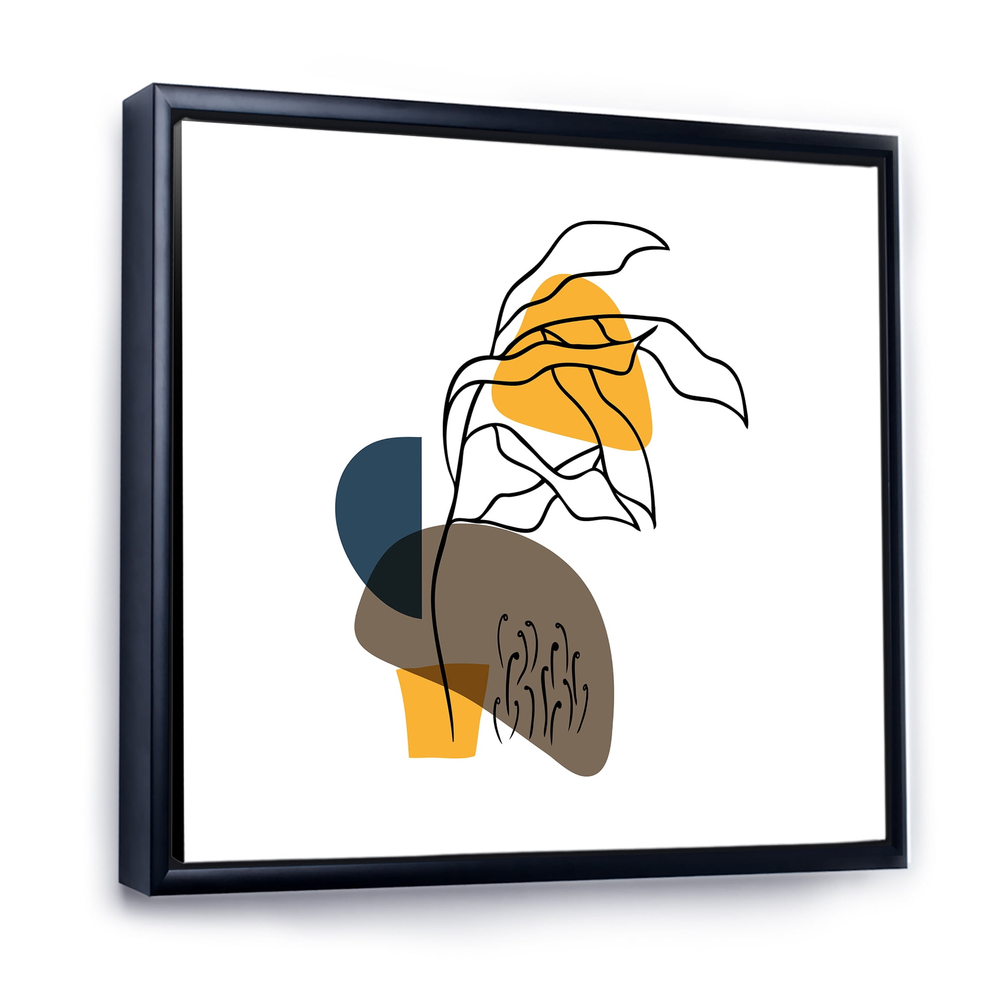 Designart 'Abstract Minimal Shapes Under Flowers V' Modern Framed Canvas Wall Art Print