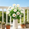 thumbnail image 6 of All Weather UV Resistant Artificial Flowers with Green Foliage, Realistic Faux Plastic Floral Bouquet, Indoor Outdoor Decor for Garden Porch Wedding Home Vase Arrangements(White), 6 of 8