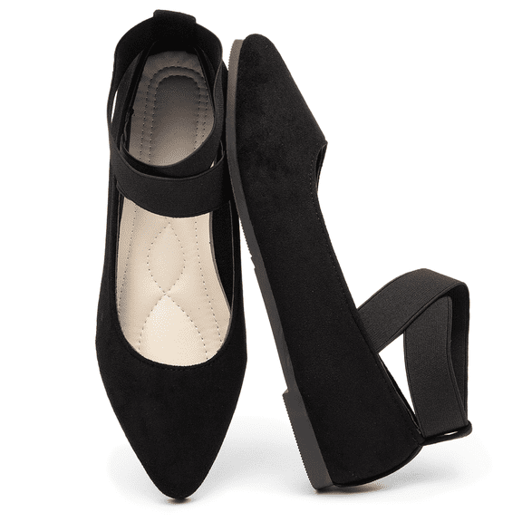 BERANMEY Casual Women's Ballet Flats Shoes Ankle Elastic Criss-Cross Ballet Dress Shoes for Women Pointed Toe Ballet Flat Shoes