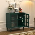 thumbnail image 3 of CBJCBJ 31.4" Accent Cabinet with 2 Lattice Glass Door and Adjustable Shelves, Sideboard Cabinets, Green, 3 of 12