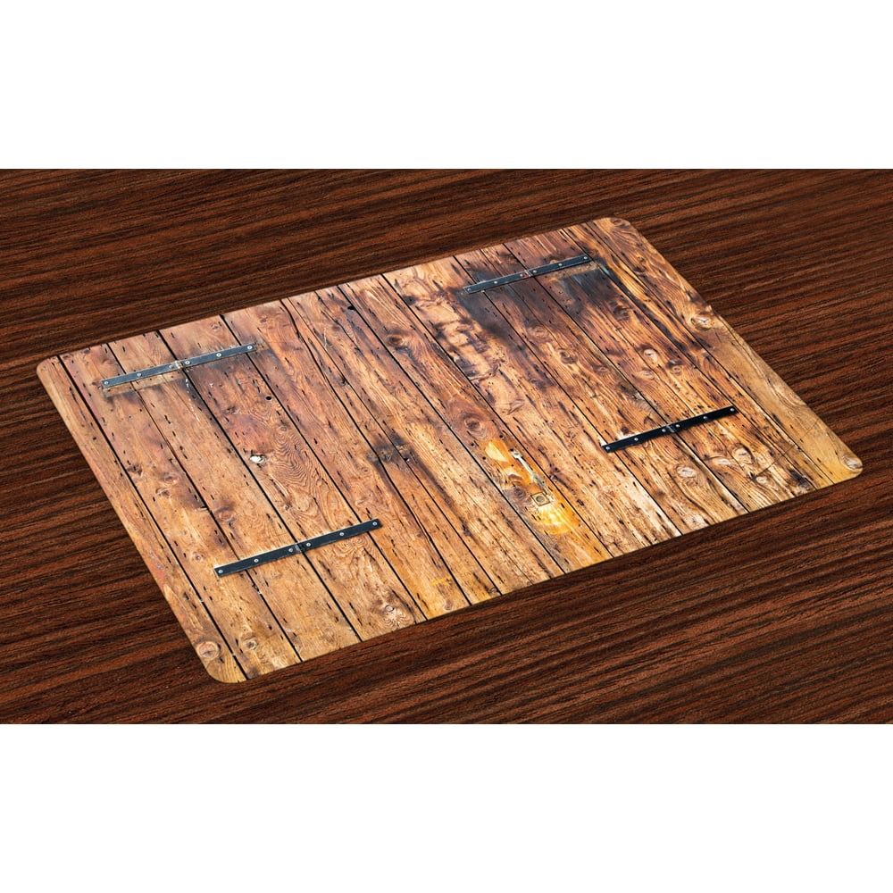Rustic Placemats Set of 4 Antique Timber Planks in Weathered Tones with
