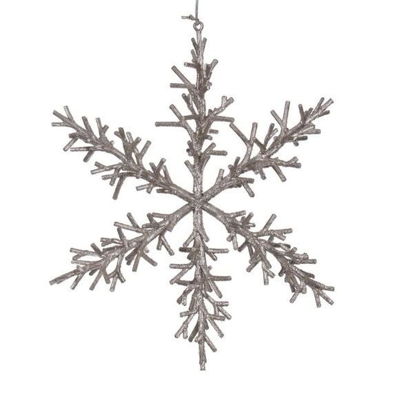 12" Champagne Twig Snowflake Orn 3/Bag