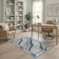thumbnail image 2 of ODIKA Large Grey Cream Swirling Motif Bordered Abstract Plush Under Non-Slip Chair-Friendly for Home Office, Gaming Room, Desk, 2 of 7