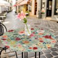 thumbnail image 6 of Sage Green Floral Round Tablecloth for 36-44 Inch Tables, Fitted Table Cover with Elastic Edge, Spring Flowers Leaves Farmhouse Waterproof Outdoor Table Cloth Protector for Patio Garden Dinner Picnic, 6 of 9