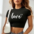 thumbnail image 2 of Plebaso T-Shirts Graphiques Courts pour Femmes Manches Courtes Imprimé Slim Col Rond T-Shirts d'Été Décontractés pour Femmes, 2 of 5