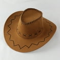 thumbnail image 3 of AWZXDE Children's Hat for Outdoor Kids Hat Wide Brim Denim Cowboy Hat Sun with Concave Toddler Hat for Fall and Summer Prairie Style Casual Wear Brown2,One Size, 3 of 3