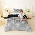 thumbnail image 4 of Homewish Hipple Halloween Skull Twin Comforter Sets,Victorian Damask Bedding Set,Gray White,Black Reversible,2 Pieces,1 Comforter and 1 Pillowcase, 4 of 7