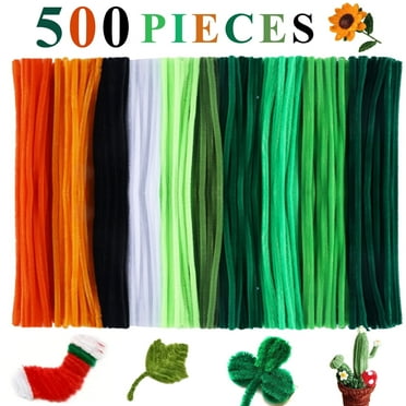 Yalumo 500 Pieces Pipe Cleaners Craft Supplies, Green Pipe Cleaners Bulk for DIY Crafts, 12 Inch Fuzzy Chenille Stems Sticks Set for Graduation Gifts