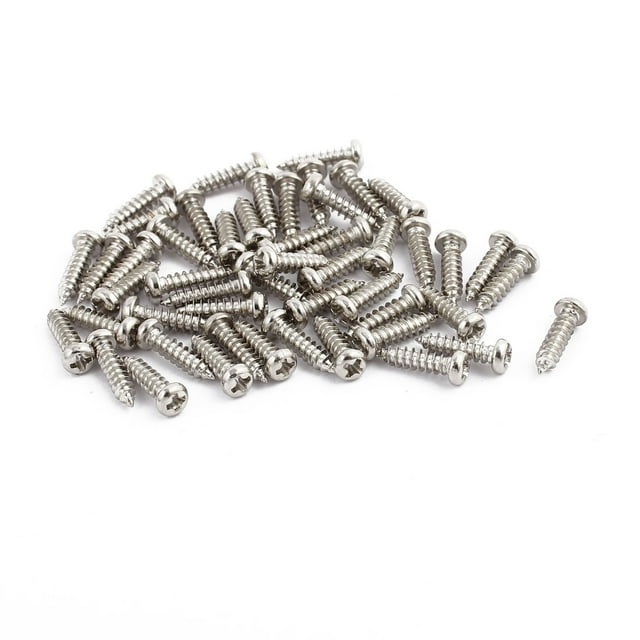 Unique Bargains 50pcs M2.5x10mm Stainless Steel Phillips Round Pan Head Self Tapping Screws Bolts