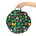 thumbnail image 2 of Cartoon Round Floor Cushion with Handle, Forest Bugs Spider Butterfly Beetle Dragonfly Mantis Wasp Ladybug Flowers, Pillow for Living Room & Dorms, 18" Round, Emerald Multicolor, by Ambesonne, 2 of 4