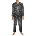 thumbnail image 3 of Salouo A Web With A Spider Print Button-Front Long Sleeve Pajama Set for Men, Soft 2Pjs Men's Long Sleeve Sleepwear-XX-Large, 3 of 7