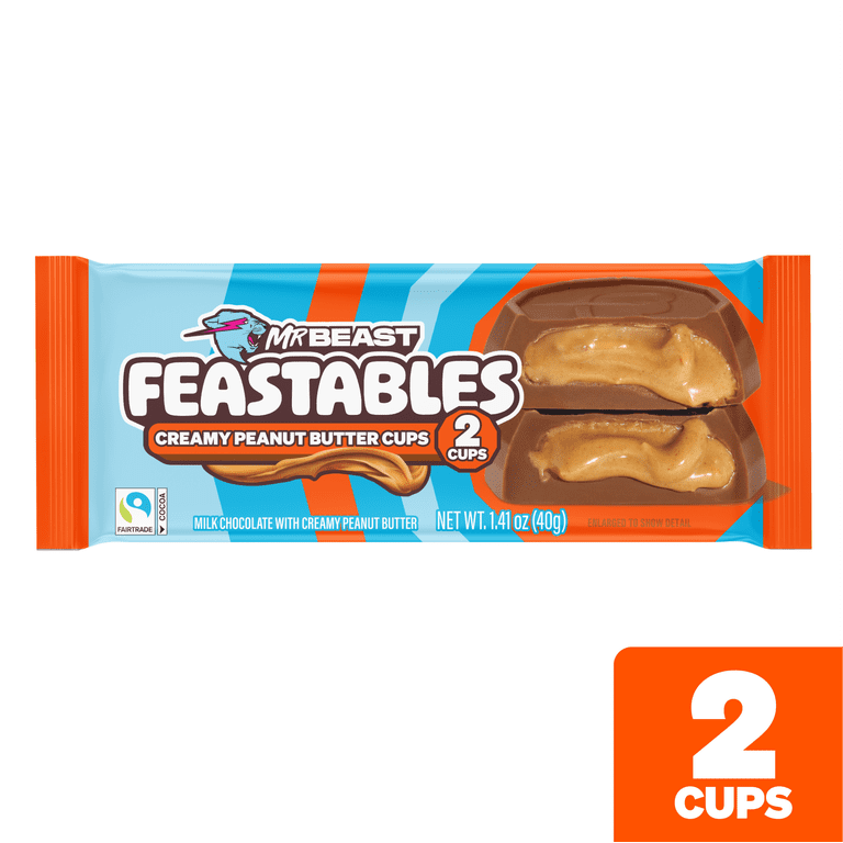 Feastables MrBeast Peanut Butter Cups, 1.41 oz (35g), 2 Count