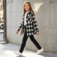 thumbnail image 7 of Tiijoy Girls Plaid Hooded Wool Blend Shacket Button-Down Shirt Jacket, Black, Sizes 4-13, 7 of 7