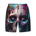 thumbnail image 4 of Lsque Mens Swim Trunks Modern Abstract Colorful Skull B Pattern - Bathing Suit Compression Liner - Beach Swim Shorts Swimwear - (S-3XL) - Stretch Quick Dry -, 4 of 9