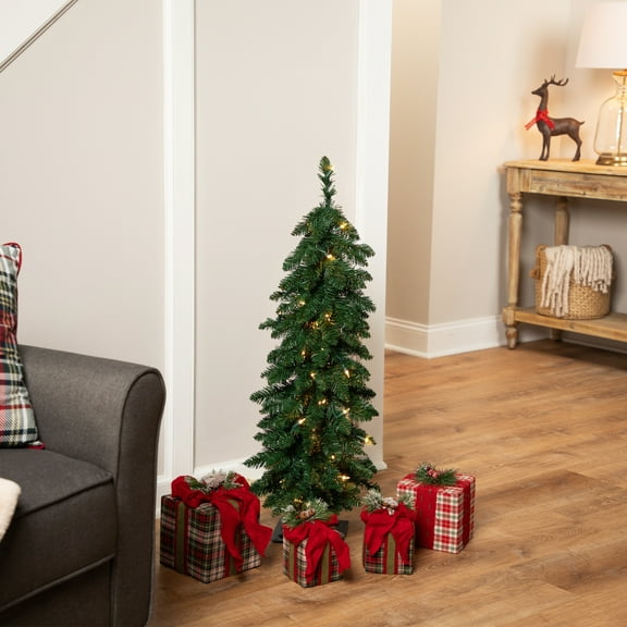 Northlight Pre-Lit Pencil Alpine Artificial Christmas Tree - 3' - Clear Lights