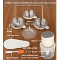 thumbnail image 2 of 4-in-1 Small Food Processor Cordless Set with 600ml Glass Bowl, 3*240ml Stainless Steel Bowls and 3+4 Blades, USB-C Rechargeable Battery Mini Meat Ve, 2 of 7