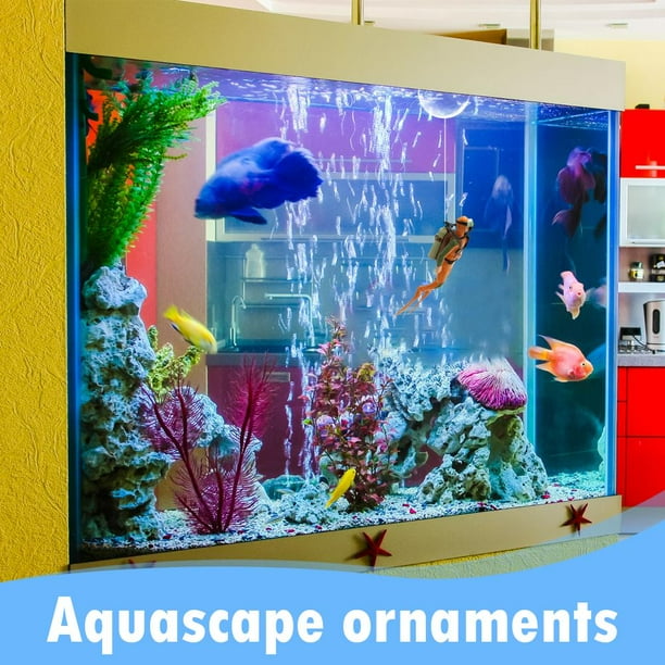Adornos para peceras de buzo, decoración de paisaje de acuario (pata larga azul)