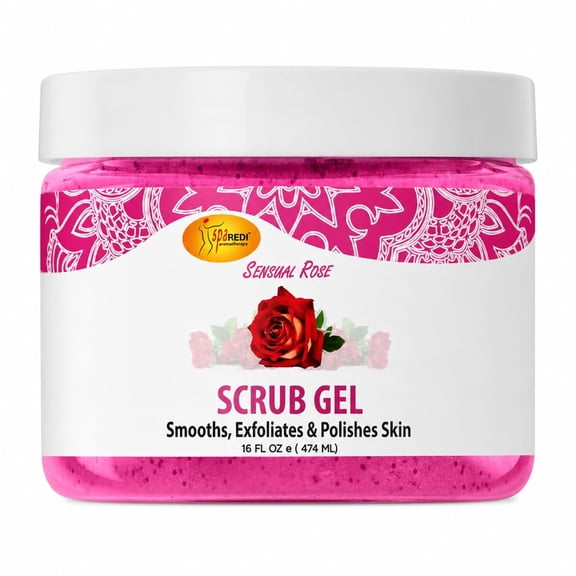 SPA REDI – Exfoliating Scrub Pumice Gel, Sensual Rose, 16 oz - Manicure, Pedicure and Body Exfoliator Infused with Hyaluronic Acid, Amino Acids, Panthenol and Comfrey Extract