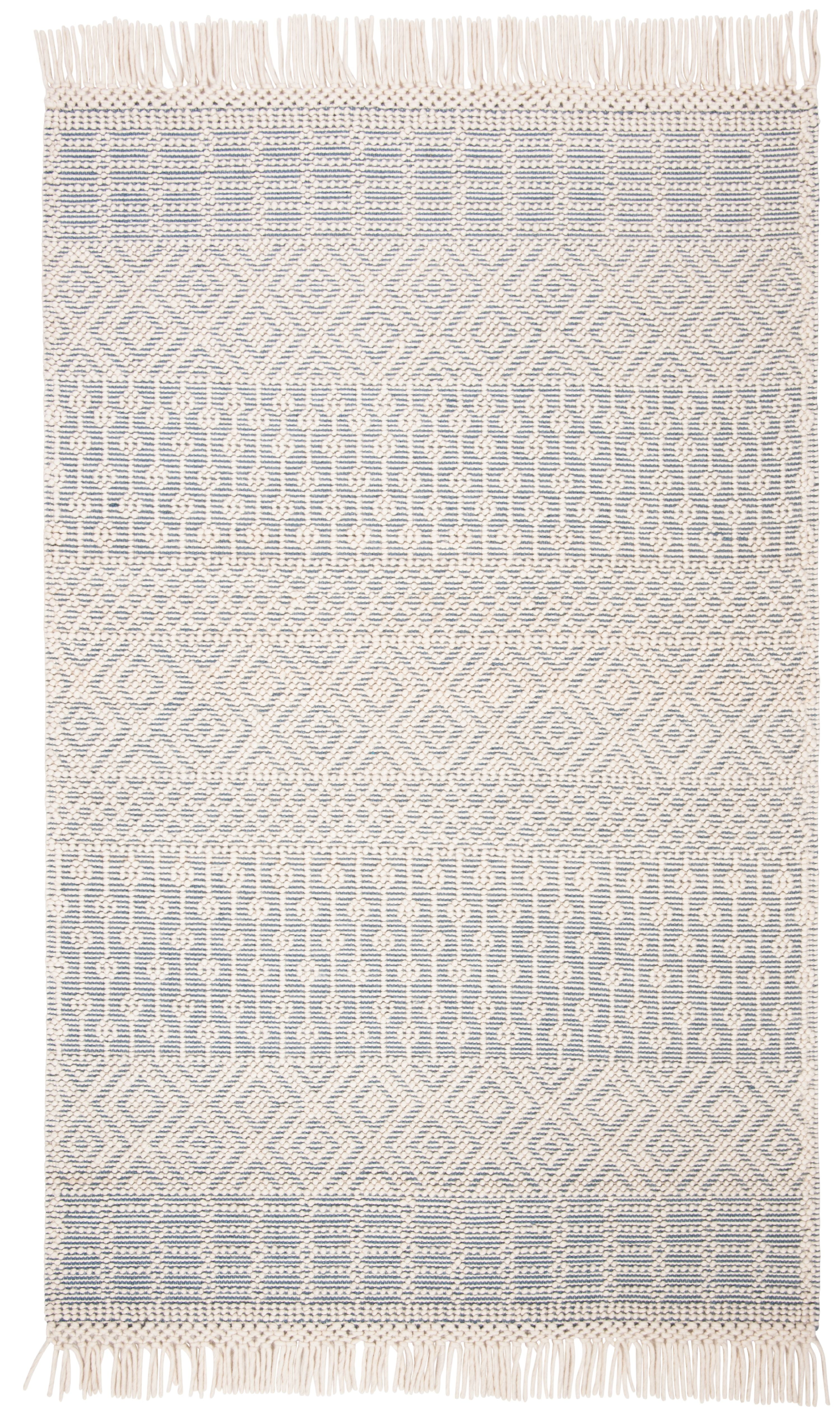 SAFAVIEH Natura Cordelia Southwestern Fringe Wool Area Rug, Ivory/Grey, 5' x 8'