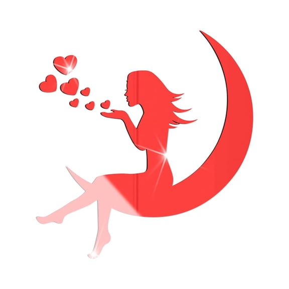 3D Blowing Heart Wall Sticker, Self-Adhesive Acrylic Decal for Bedroom, Living Room, Nursery, Removable Art Decor for Girls and Women