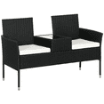 thumbnail image 1 of Outsunny Patio Furniture w/ Mid-Table PE Rattan Loveseat w/ Cushion, Cream, 1 of 10