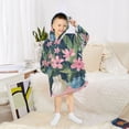 thumbnail image 6 of FORMRS Wearable Blanket Hoodie with Sleeves for Kids Cozy Flannel Sweatshirt, Green Floral, 6 of 7