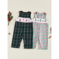 thumbnail image 3 of BemeyourBBs Baby Boy Plaid Romper Embroidery Round Neck Sleeveless Jumpsuit, 3 of 9