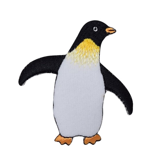Arctic Polar King Penguin Waving Iron On Embroidered Applique Patch