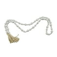 thumbnail image 5 of DecMode White Wood Bohemian Garland Décor with Geometric Bead Details and Cream Cotton Tassel, 82"L, 5 of 7