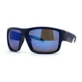 thumbnail image 2 of Mens Classic Thick Plastic Horn Sport Sunglasses Navy Blue Mirror, 2 of 4
