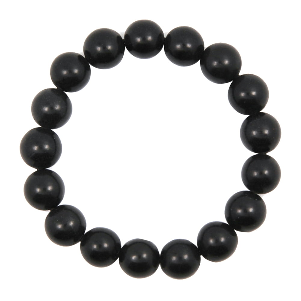Jiaroswwei 8/10mm Black Stone Beads Charm Bracelet Men Women Minimalist  Bangle Jewelry 