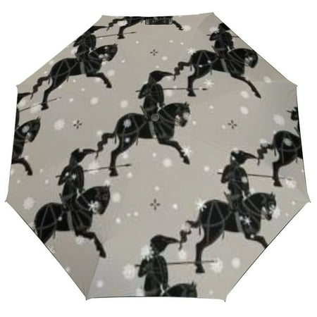 

ANYWAY.GO Windproof & Water-Resistant Compact Foldable Travel Umbrellatotes Animal Pattern Fantastic Warrior Portable Travel Umbrella，Diameter 42.5 in