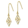 thumbnail image 3 of 14k Gold Small Diamond Shape Cut out and Sparkle Cut Accents Wire Earrings Measures 29x7mm Wide Jewelry for Women, 3 of 6