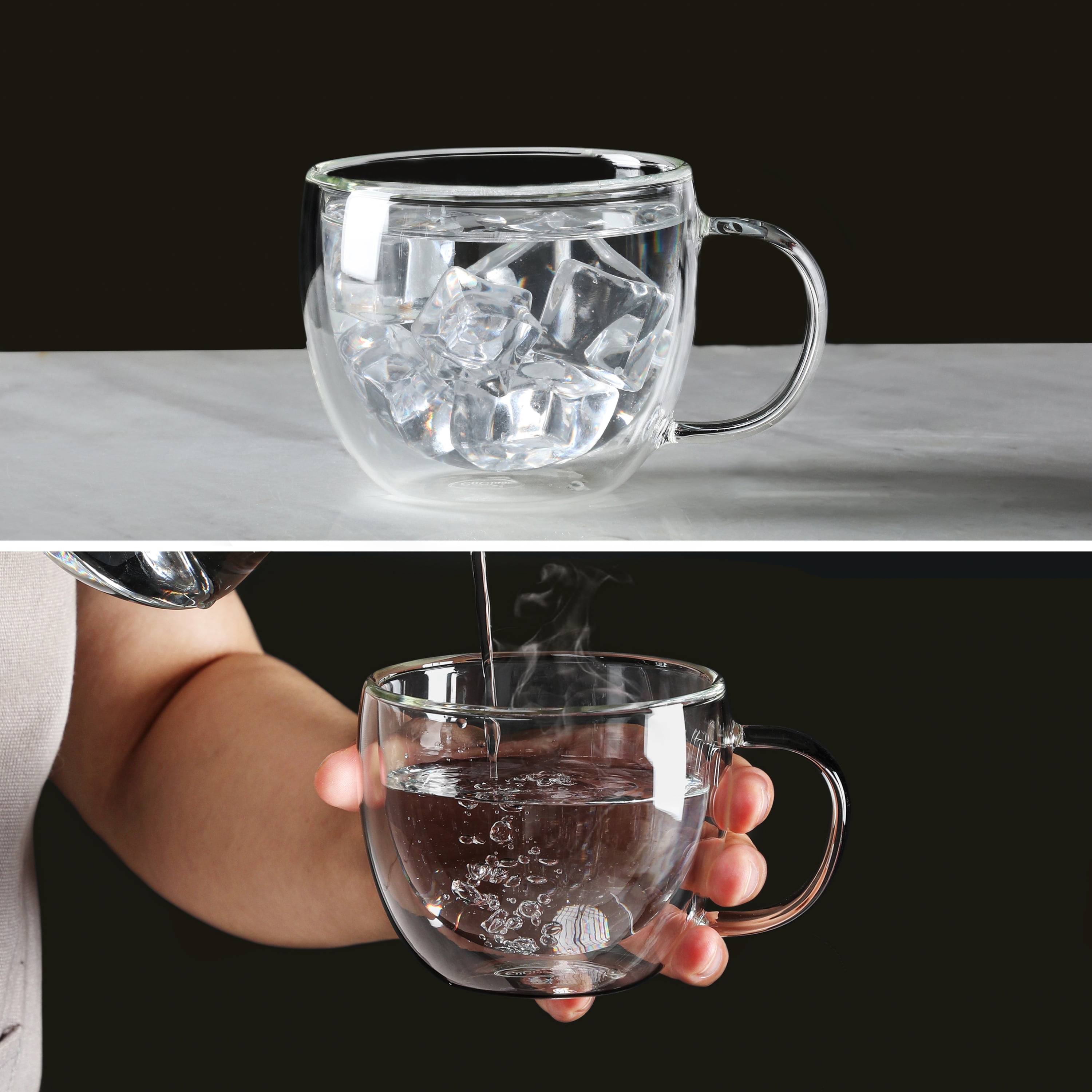 CnGlass 8oz Double Wall Glass Coffee Mugs,Clear Insulated Espresso