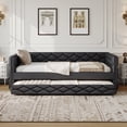 thumbnail image 2 of Euroco Upholstered Full XL Daybed with Trundle and LED Light, Black, 2 of 14