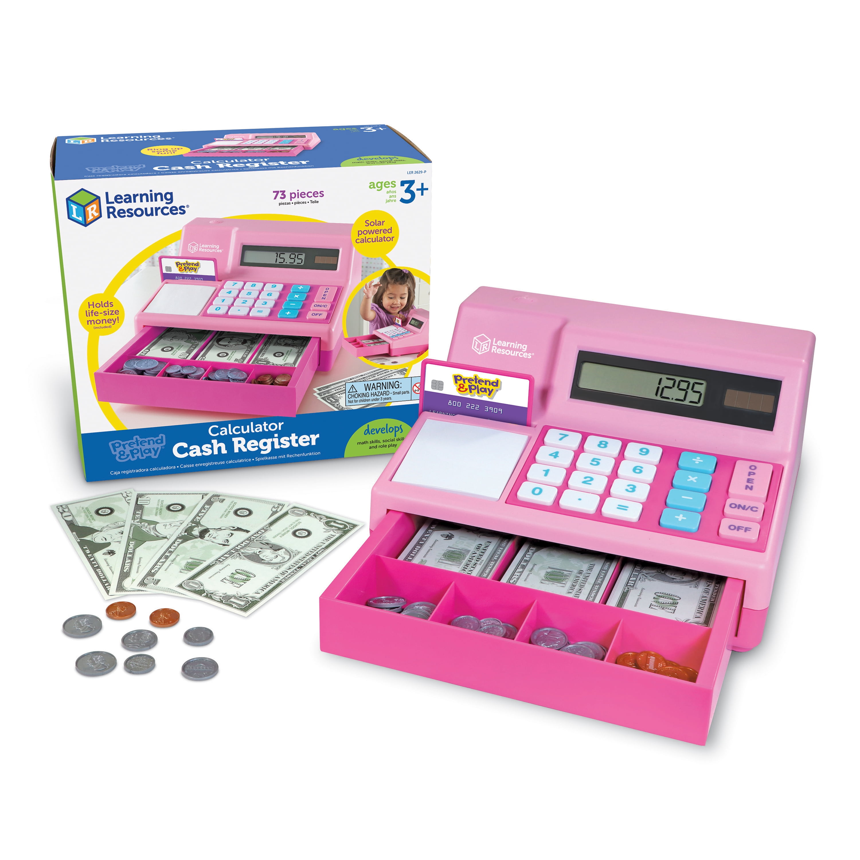 Pretend Play Kids Toy Cashier Playset Cash Calculator Fruits Set Colorful Shop 