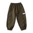 thumbnail image 2 of Kids Workwear Pants 2026 New, Spring Fall Casual Wide Leg Cargo Pants for Boys and Girls, Elastic Waist & Cuff Loose Fit Trousers for Daily Wear Blackish Green 100, 2 of 6